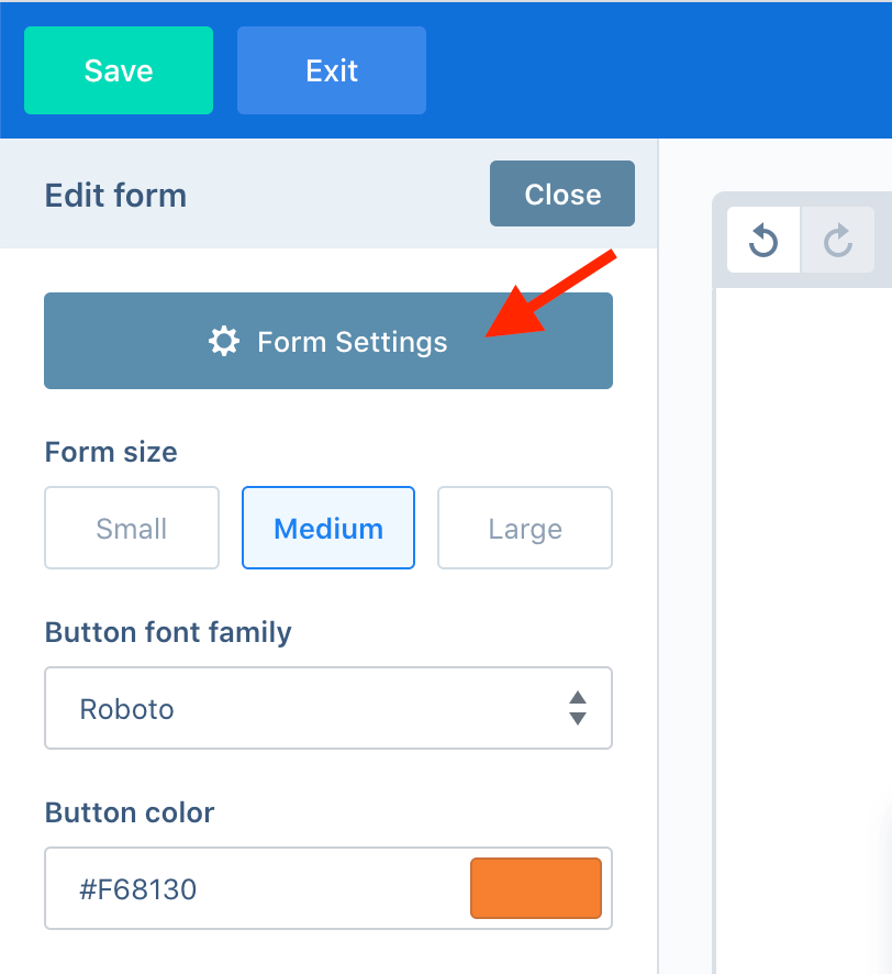 html form settings