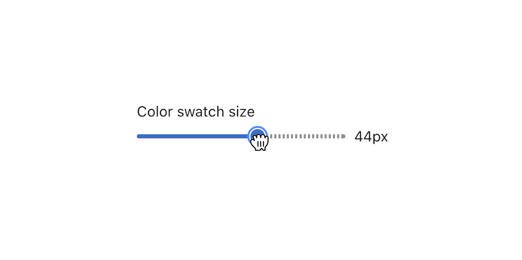 adjust the swatch size by moving the provided slider