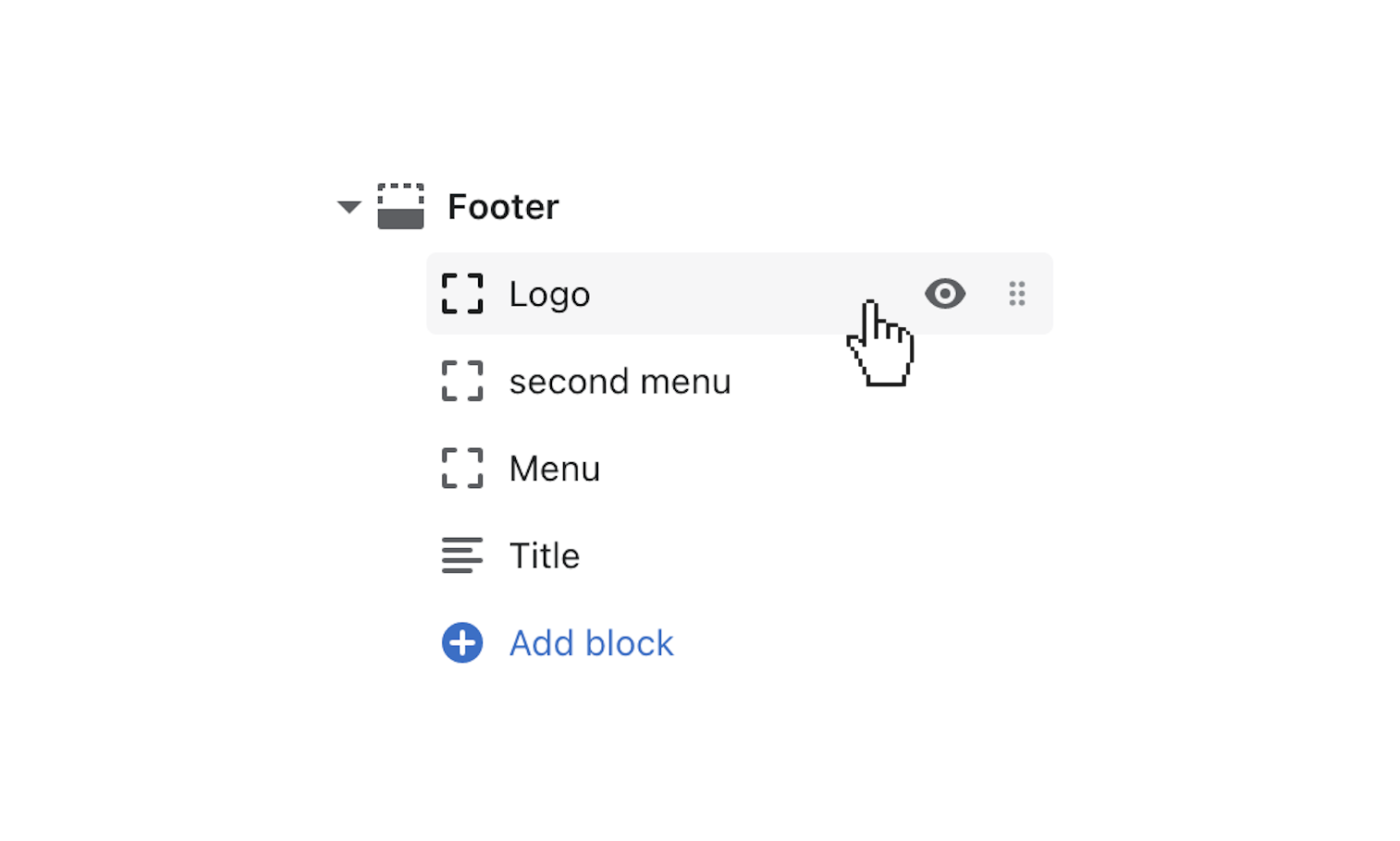 click a footer block to open its settings